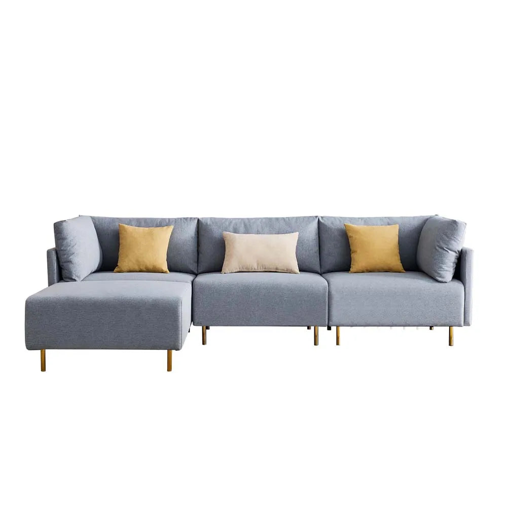 Hot Sale L-shape Combination Sectional Sofa Living Room Gray Fabric Sofa Set