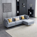 Hot Sale L-shape Combination Sectional Sofa Living Room Gray Fabric Sofa Set