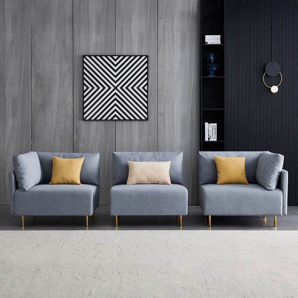 Hot Sale L-shape Combination Sectional Sofa Living Room Gray Fabric Sofa Set