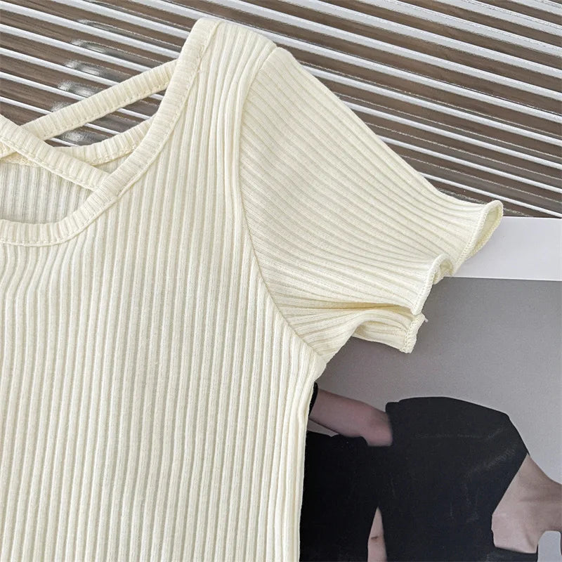 Girls T-Shirt Tops Summer Children Short-Sleeved Tees Casual Thin Soft Tops Simple Solid Kids Clothing 2-6 Years