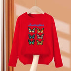2-13 Year Old Girls Long sleeved Tops Flower & Butterfly Fashion T-shirt Autumn Cartoon Clothing Little Girl Brand Tees