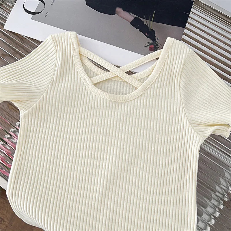 Girls T-Shirt Tops Summer Children Short-Sleeved Tees Casual Thin Soft Tops Simple Solid Kids Clothing 2-6 Years