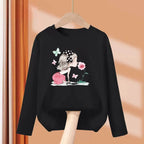 2-13 Year Old Girls Long sleeved Tops Flower & Butterfly Fashion T-shirt Autumn Cartoon Clothing Little Girl Brand Tees