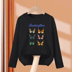 2-13 Year Old Girls Long sleeved Tops Flower & Butterfly Fashion T-shirt Autumn Cartoon Clothing Little Girl Brand Tees